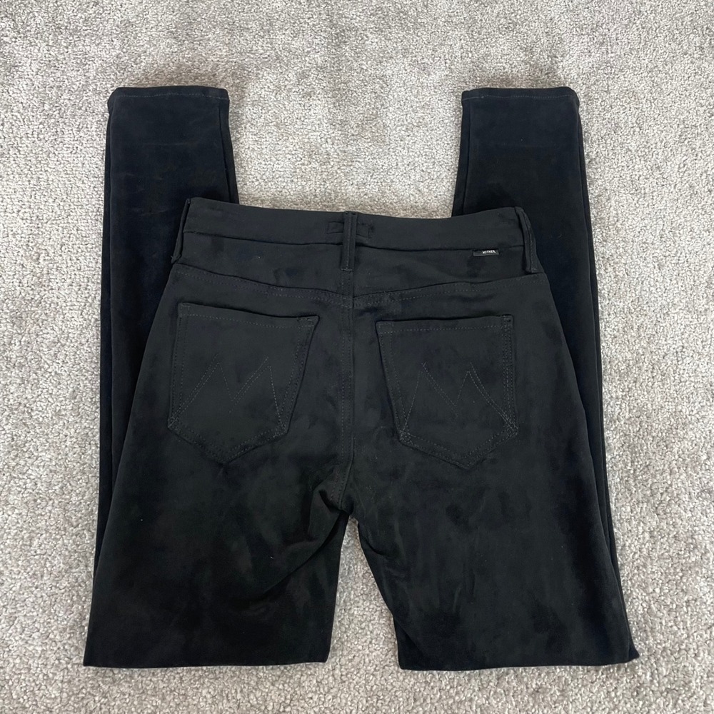 Mother Jeans Womens 24 x 28 High Waisted Looker Skinny Faux Suede Black